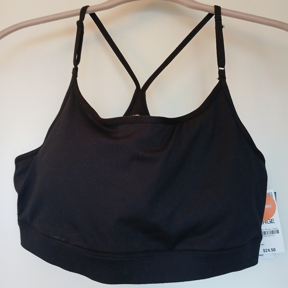 Ideology Sports Bra Low Impact Racerback Padded Black Size Large